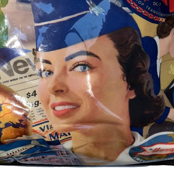 Vintage American Airlines Postcard Print 1960s images large tote bag purse - Picture 9 of 10